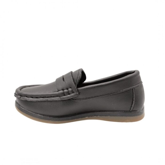 ⁦حذاء كاجوال جلد للأطفال لون أسود⁩ - الصورة ⁦5⁩