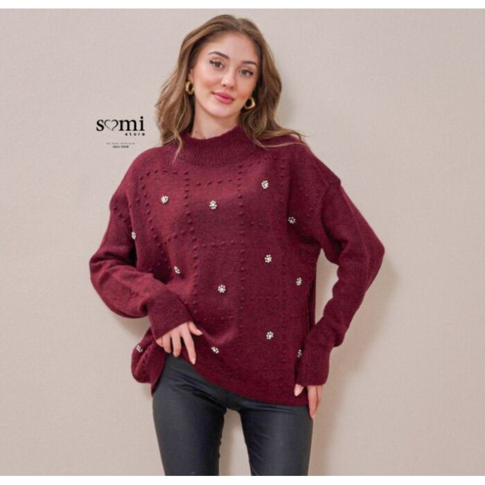 103378801_67de174af0cd0 بلوزة شتوية للنساء لون خمري من Sami Boutique - الصورة 1