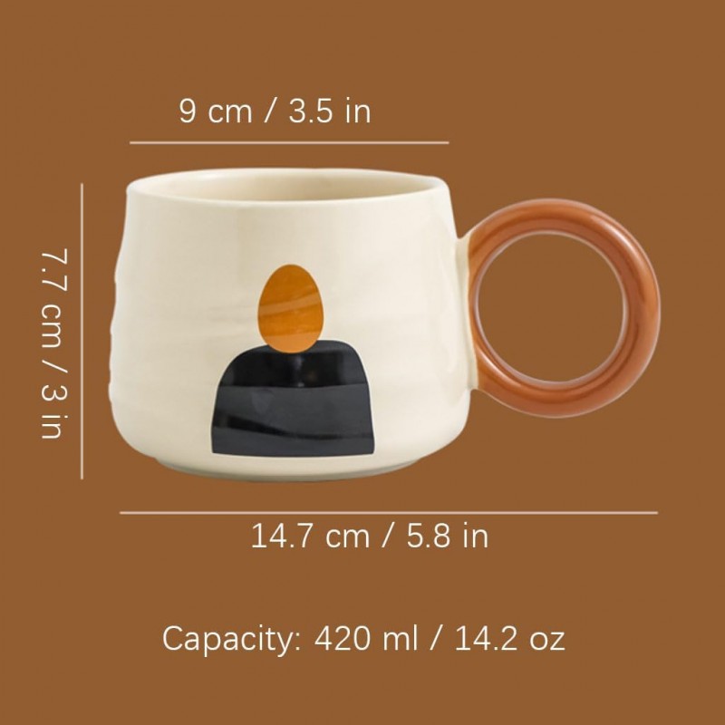 ⁦فنجان مع مقبض لون بيج وبني⁩ - الصورة ⁦1⁩