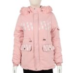 سترة بناتية مبطنة مع طاقية لون زهري فاتح