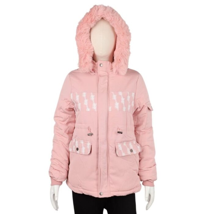 ⁦سترة بناتية مبطنة مع طاقية لون زهري فاتح⁩ - الصورة ⁦5⁩