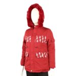 سترة بناتية مبطنة مع طاقية لون أحمر