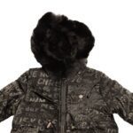 سترة بناتية مبطنة مع طاقية لون أسود