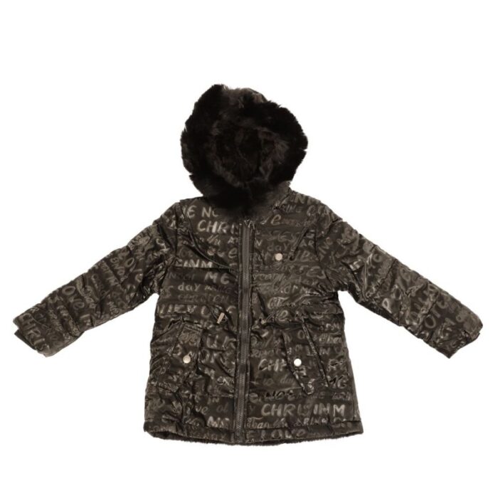 ⁦سترة بناتية مبطنة مع طاقية لون أسود⁩ - الصورة ⁦3⁩