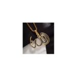 قلادة مميزة للنساء بلفظ الجلالة - مصنوعة من الستانلس ستيل المقاوم للصدأ - لون ذهبي