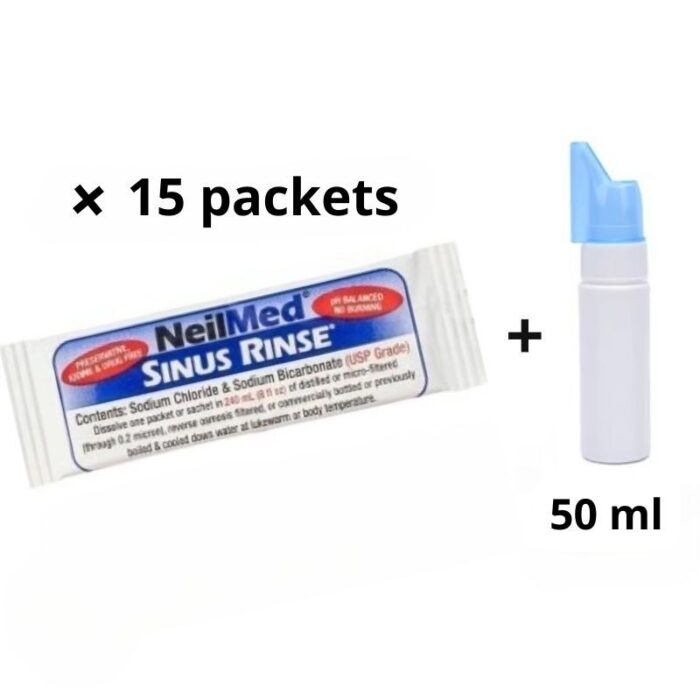 ⁦أكياس بخاخ لترطيب الجيوب الانفية للانف بكج 15 كيس مع  زجاجة بخاخ لترطيب الانف لتقليل حساسية الجيوب الأنفية  سعة 50 مل⁩ - الصورة ⁦4⁩