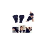 ⁦كفوف شتوية نص يد للصبايا - لون  كحلي⁩ - الصورة ⁦3⁩