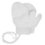 كفوف يد شتوية مع أربطة للأطفال - لون أبيض - من سنتين ل 5 سنوات