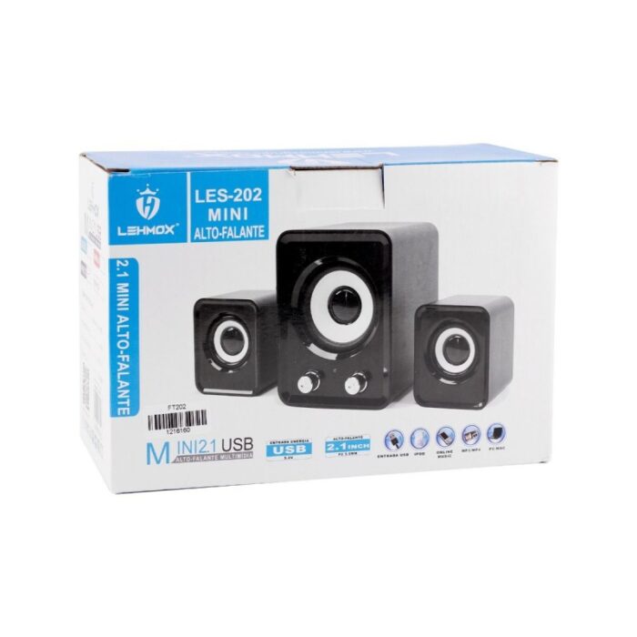 ⁦سبيكر ملتيميديا  مكبر الصوت LES202 / FT202 بحجم صغير، مشغل موسيقى محمول للكمبيوتر المكتبي - لون أسود⁩ - الصورة ⁦3⁩