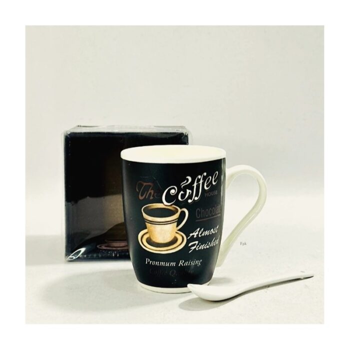 ⁦فنجان قهوة مع معلقة مصنوع من مادة السيراميك القوي⁩ - الصورة ⁦2⁩