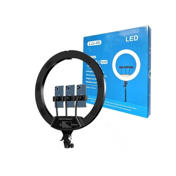103379096_67de1960805ce رينج لايت LED (مع ستاند منفصل) - إمكانية وضع 3 جوالات للتصوير الاحترافي مقاس 45 سم، موديل LJJ -45 - الصورة 1