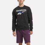 ⁦Reebok Mens' Identity Big Logo Fleece Sweatshirt-Black⁩ - الصورة ⁦5⁩