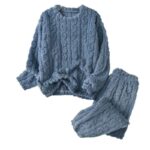 بجامة فرو للنساء لون أزرق