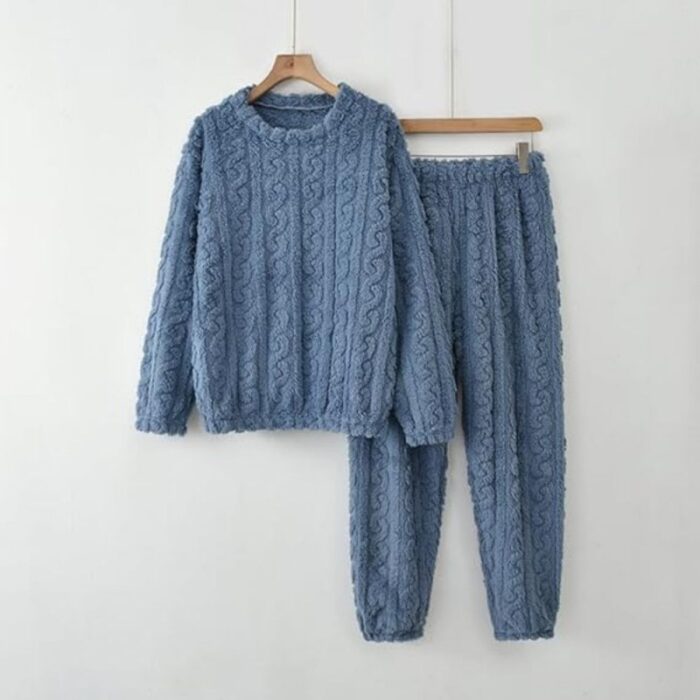 ⁦بجامة فرو للنساء لون أزرق⁩ - الصورة ⁦2⁩