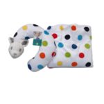 حرام للبيبي مع مخدة لون أبيض منقط بألوان مختلفة