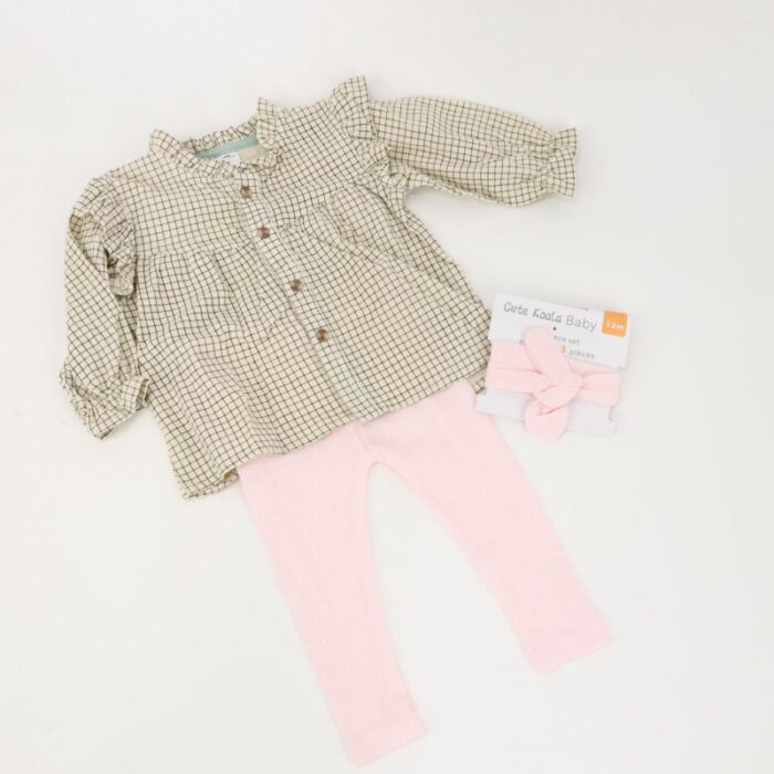 ⁦طقم 3 قطع لون بيج وزهري⁩ - الصورة ⁦4⁩