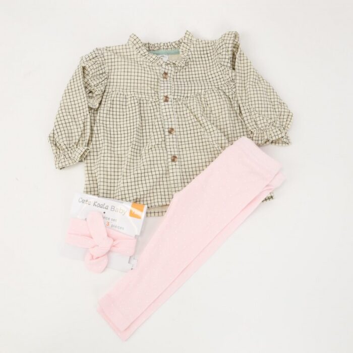 ⁦طقم 3 قطع لون بيج وزهري⁩ - الصورة ⁦5⁩