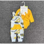 ⁦طقم أفرهول 3 قطع لون أصفر وأزرق⁩ - الصورة ⁦2⁩