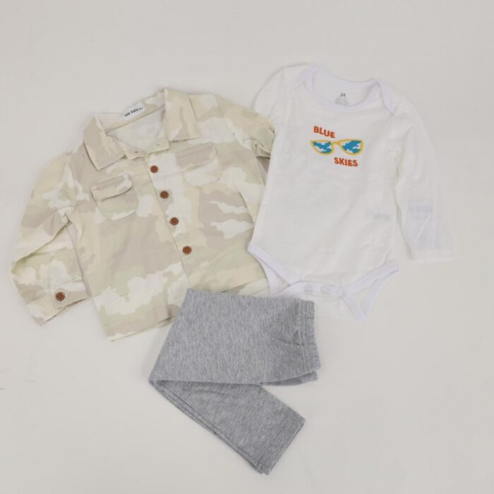 ⁦طقم 3 قطع للأطفال لون أبيض وأخضر فاتح⁩ - الصورة ⁦4⁩