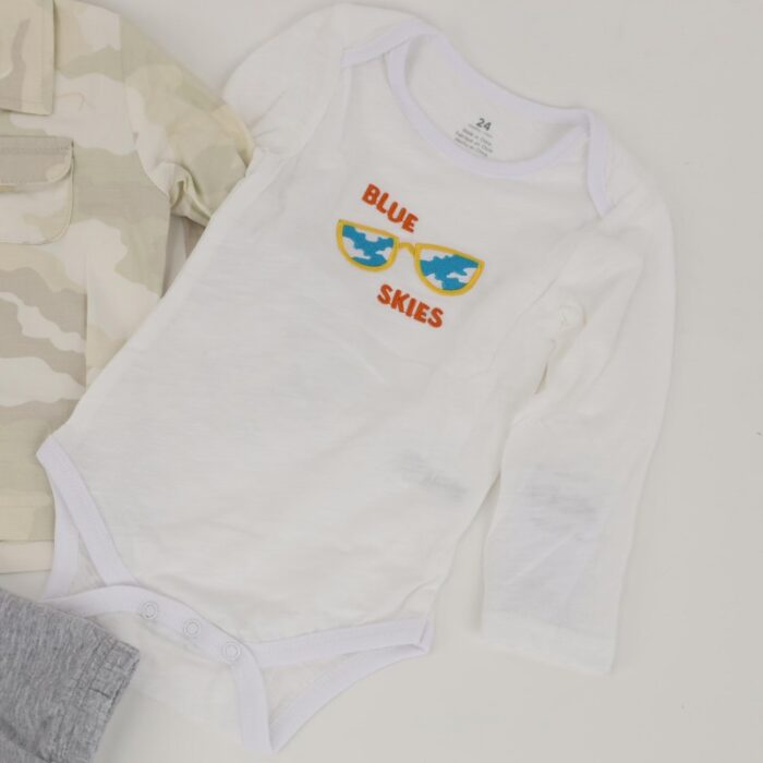 ⁦طقم 3 قطع للأطفال لون أبيض وأخضر فاتح⁩ - الصورة ⁦6⁩