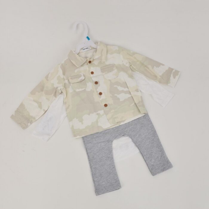 ⁦طقم 3 قطع للأطفال لون أبيض وأخضر فاتح⁩ - الصورة ⁦8⁩