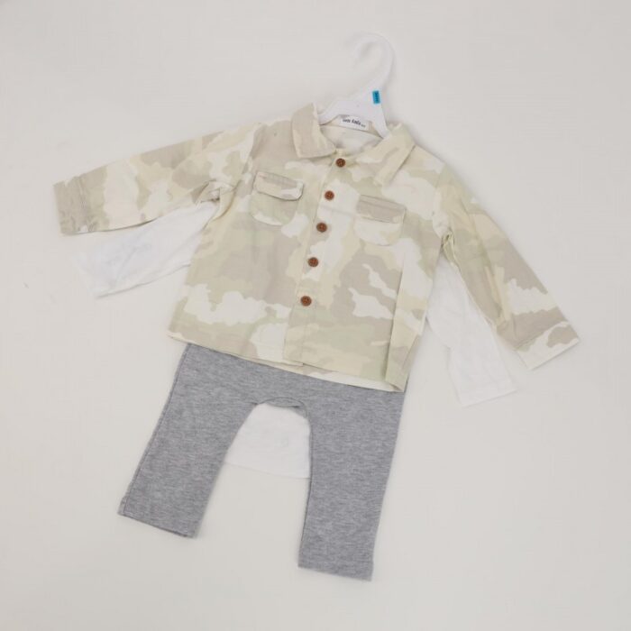 ⁦طقم 3 قطع للأطفال لون أبيض وأخضر فاتح⁩ - الصورة ⁦9⁩