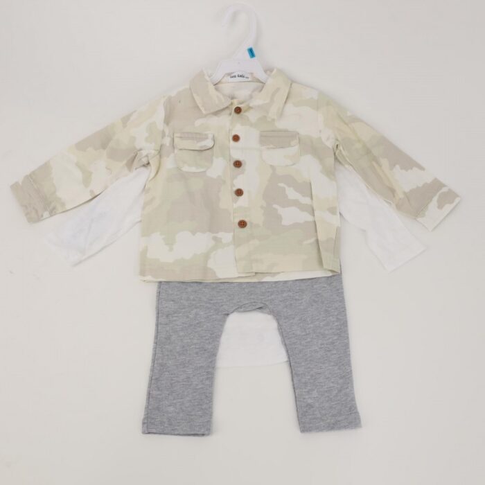 ⁦طقم 3 قطع للأطفال لون أبيض وأخضر فاتح⁩ - الصورة ⁦10⁩