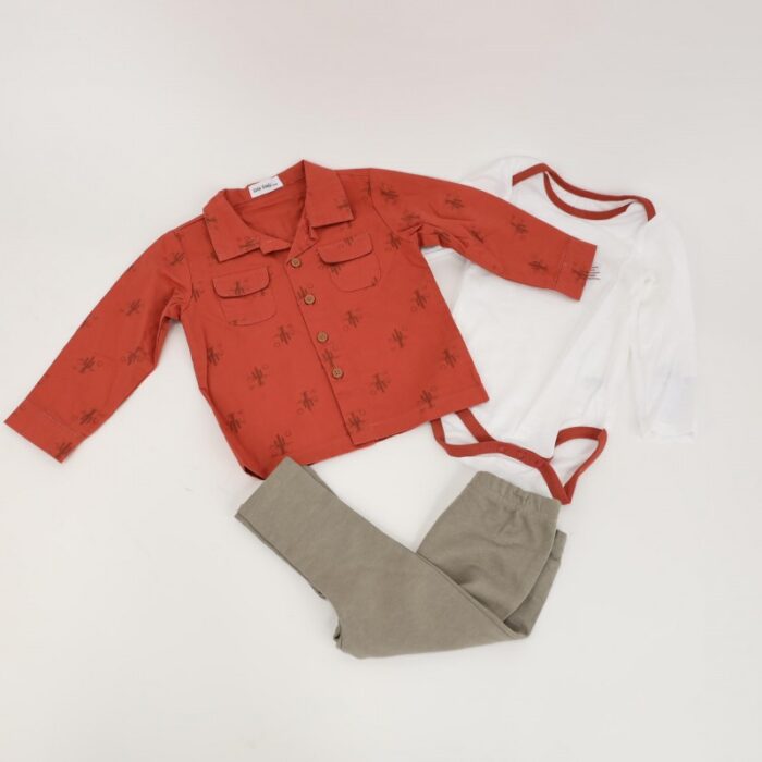 ⁦طقم 3 قطع للأطفال لون برتقالي و أخضر⁩ - الصورة ⁦4⁩