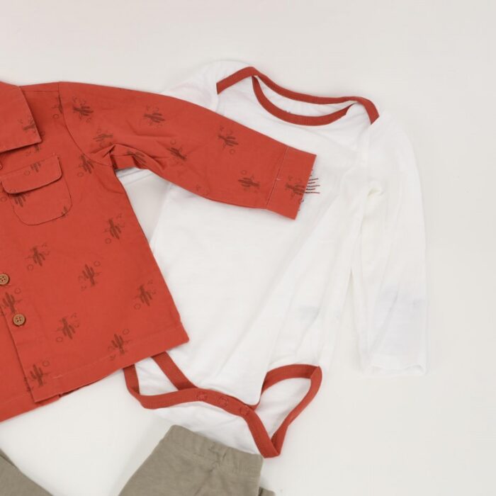 ⁦طقم 3 قطع للأطفال لون برتقالي و أخضر⁩ - الصورة ⁦6⁩