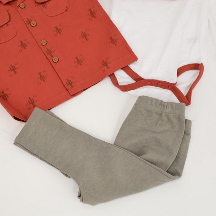 ⁦طقم 3 قطع للأطفال لون برتقالي و أخضر⁩ - الصورة ⁦7⁩