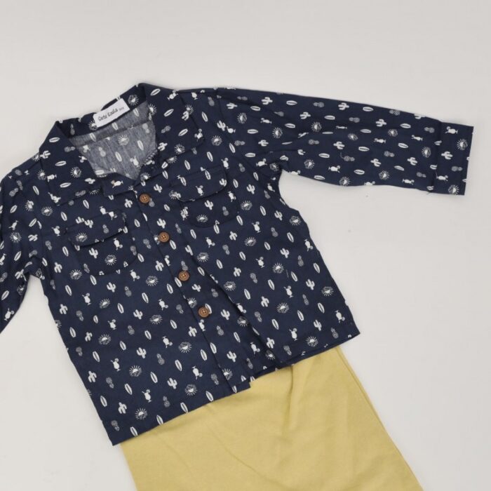 ⁦طقم 3 قطع للأطفال لون كحلي و أصفر⁩ - الصورة ⁦2⁩