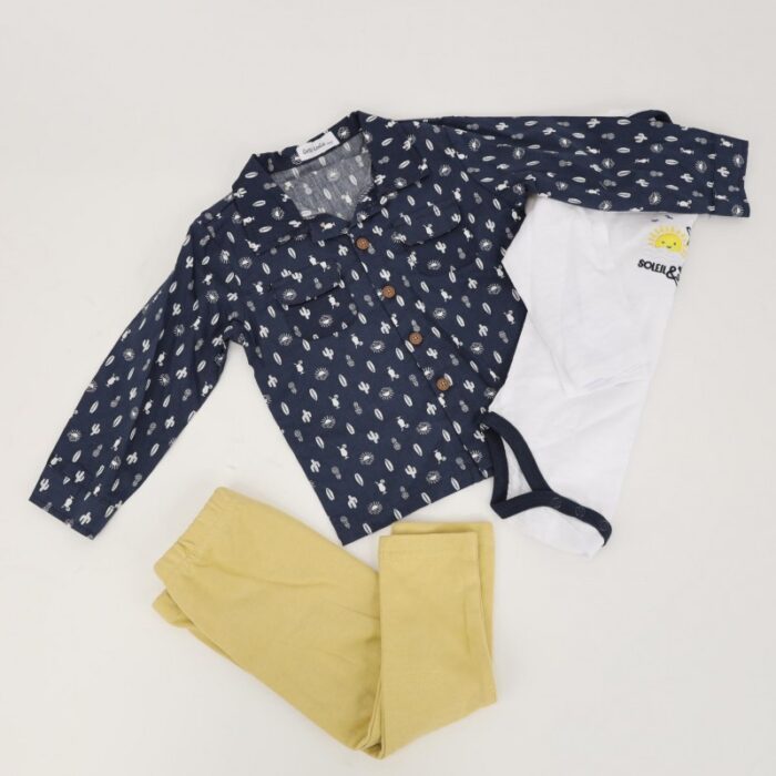 ⁦طقم 3 قطع للأطفال لون كحلي و أصفر⁩ - الصورة ⁦4⁩