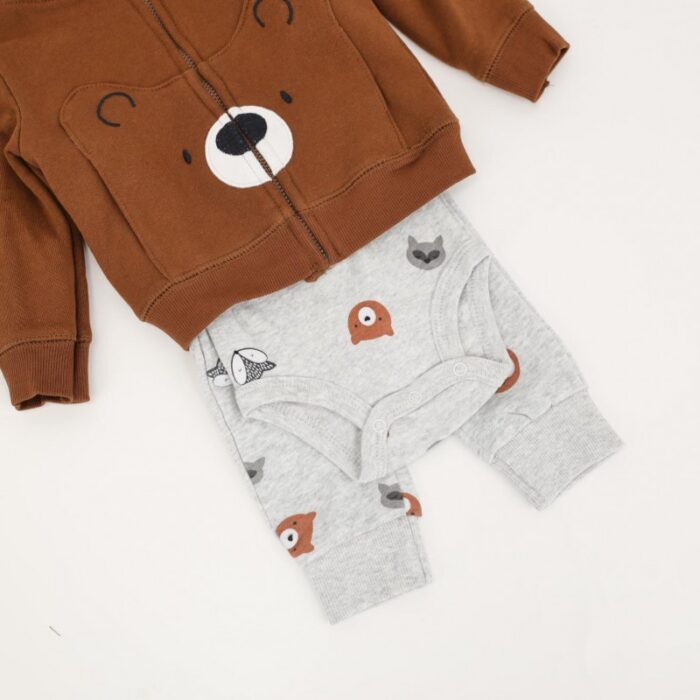⁦طقم 3 قطع للأطفال لون بني ورمادي⁩ - الصورة ⁦3⁩