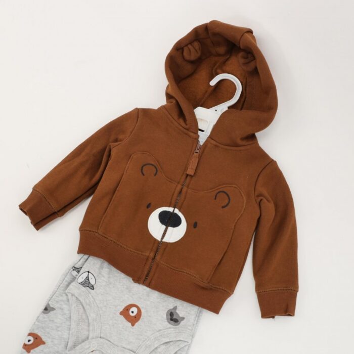 ⁦طقم 3 قطع للأطفال لون بني ورمادي⁩ - الصورة ⁦6⁩