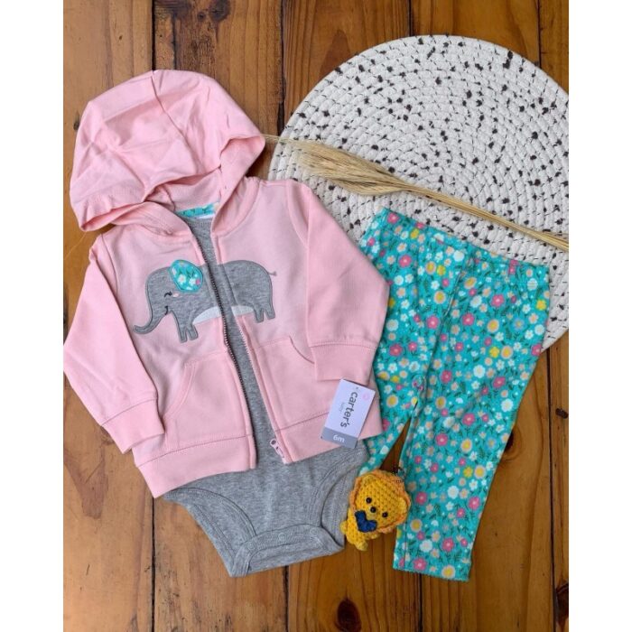 ⁦طقم 3 قطع للأطفال لون زهري و أزرق مورد⁩ - الصورة ⁦2⁩