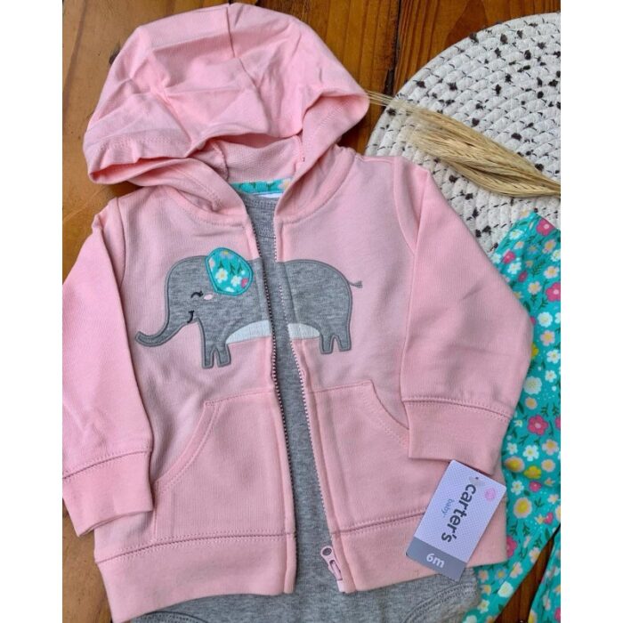 ⁦طقم 3 قطع للأطفال لون زهري و أزرق مورد⁩ - الصورة ⁦3⁩