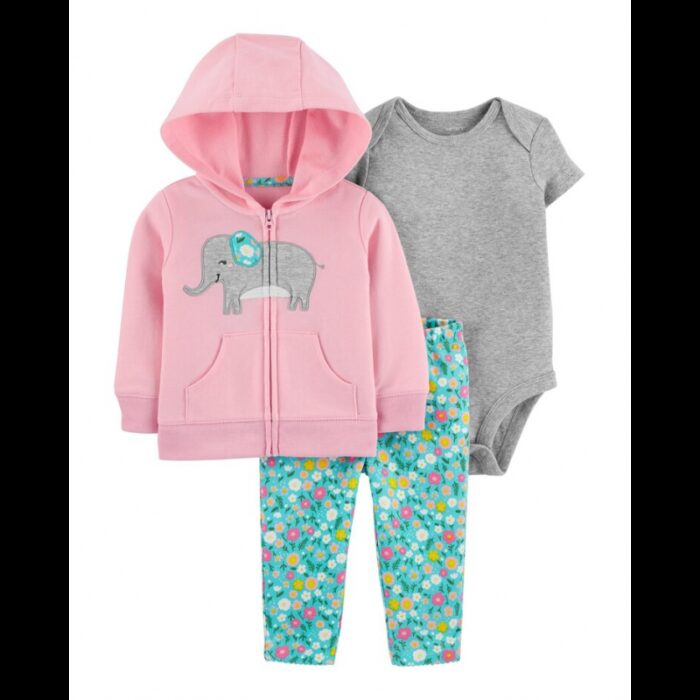 ⁦طقم 3 قطع للأطفال لون زهري و أزرق مورد⁩ - الصورة ⁦5⁩