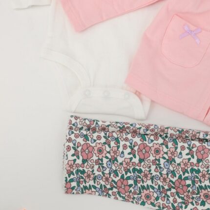 طقم للأطفال 3 قطع لون زهري فاتح