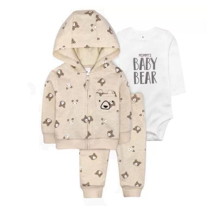 103379348_67de1bbbbd1f5 طقم للأطفال 3 قطع لون بيج فاتح وأبيض - الصورة 1