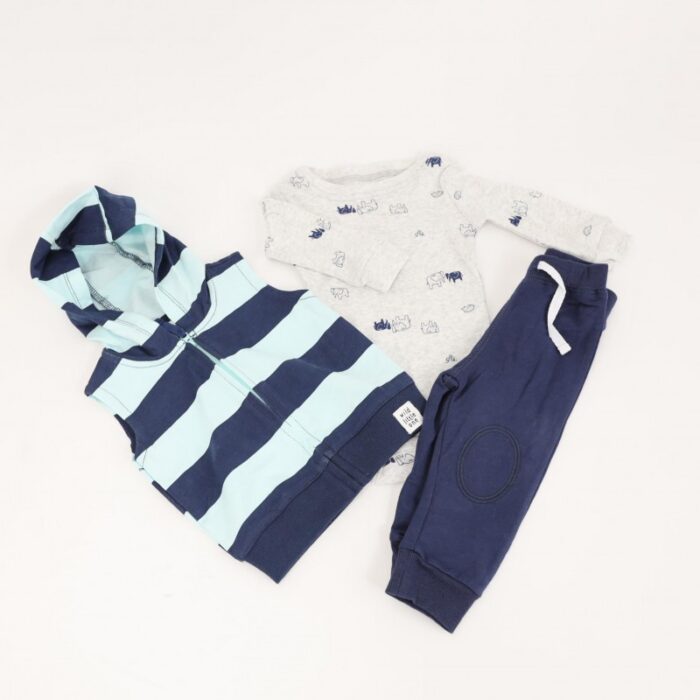 ⁦طقم للأطفال 3 قطع لون أزرق فاتح و كحلي⁩ - الصورة ⁦3⁩