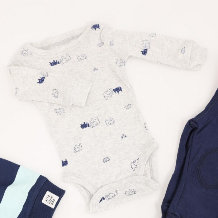 ⁦طقم للأطفال 3 قطع لون أزرق فاتح و كحلي⁩ - الصورة ⁦7⁩