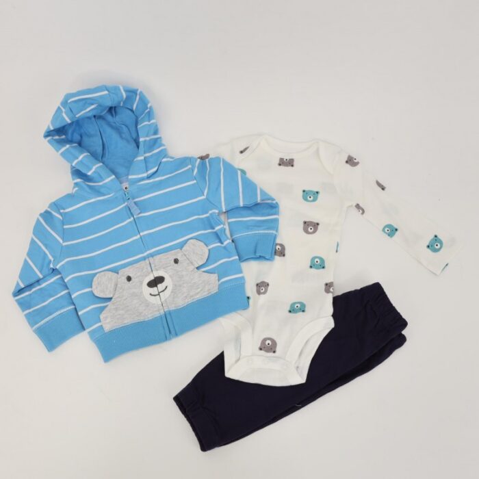 ⁦طقم للأطفال 3 قطع لون أزرق فاتح و كحلي⁩ - الصورة ⁦3⁩