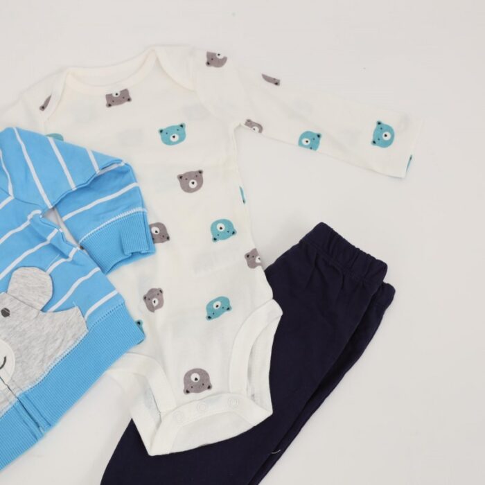 ⁦طقم للأطفال 3 قطع لون أزرق فاتح و كحلي⁩ - الصورة ⁦4⁩
