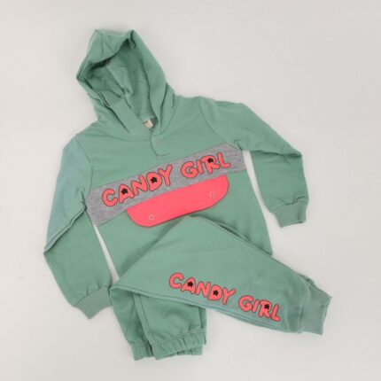 بجامة للأطفال قطعتين لون أخضر بتصميم Candy Girl