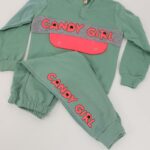 ⁦بجامة للأطفال قطعتين لون أخضر بتصميم Candy Girl⁩ - الصورة ⁦3⁩