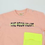 بجامة للأطفال قطعتين لون مشمشي وفسفوري