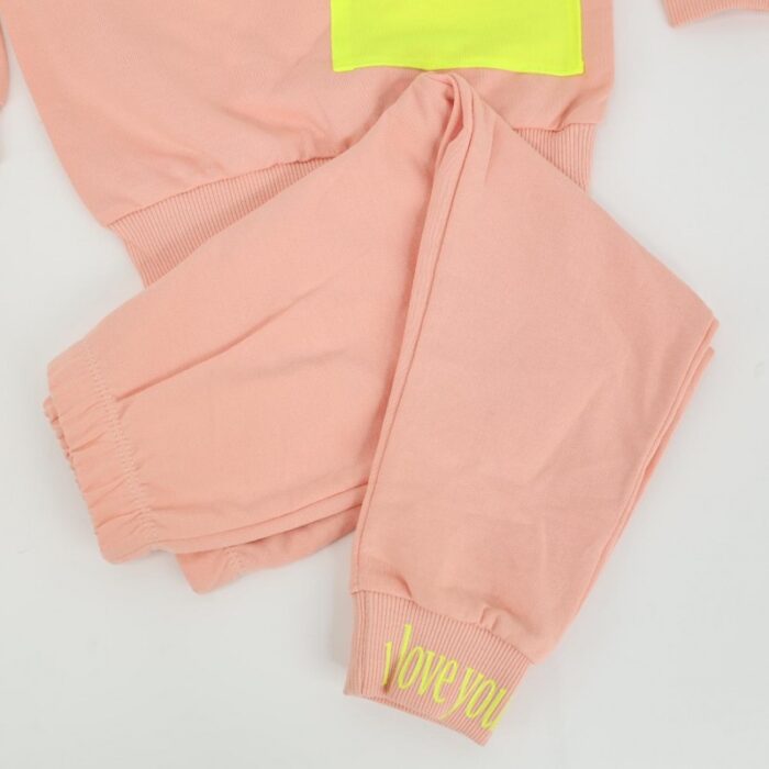 ⁦بجامة للأطفال قطعتين لون مشمشي وفسفوري⁩ - الصورة ⁦3⁩