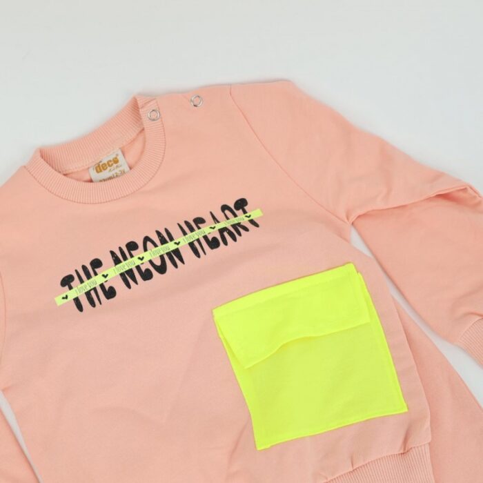 ⁦بجامة للأطفال قطعتين لون مشمشي وفسفوري⁩ - الصورة ⁦7⁩