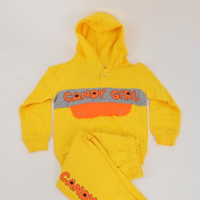 ⁦بجامة للأطفال قطعتين لون أصفر بتصميم Candy Girl⁩ - الصورة ⁦3⁩