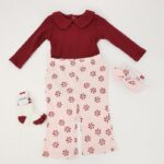 طقم 4 قطع للأطفال لون خمري وزهري